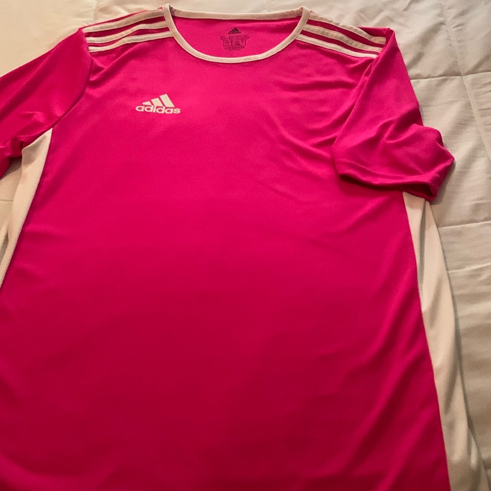 Adidas pink and white shirt. Boys XL